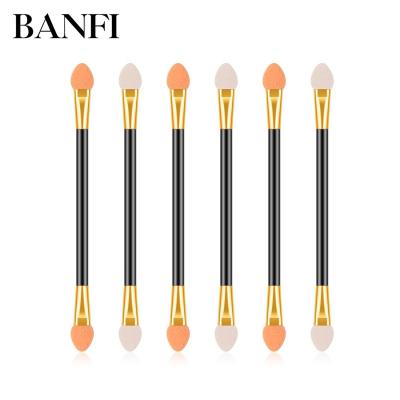 China Banfi Disposable Disposable Eyeshadow Brush Double Sided Eyebrow Sponge Slanted Oval Makeup Brush Applicator for sale