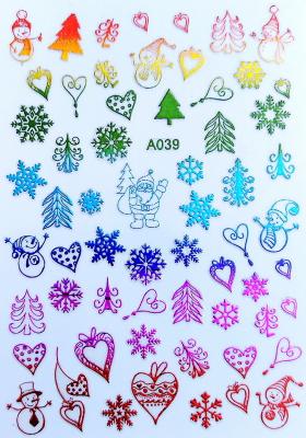 China A034-A049 Plastic Wholesale Colorful Adhesive Stickers For Christmas Nail Stickers for sale