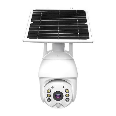 China Built-in Siren Rechargeable Battery Street Video CCTV Surveillance 4G SIM Card Wireless IP Camera 1080P PTZ WIFI Outdoor Solar Camera for sale