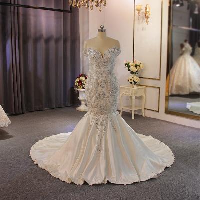 China Breathable Jancember NS3909 Crystal Sweetheart Off Shoulder Champagne Party Mermaid Dresses Wedding Dresses for sale