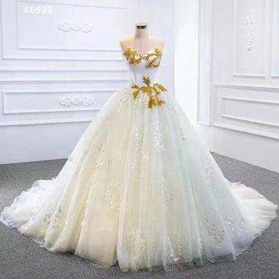 China Jancember RSM66939 White and Gold Anti-Static Simple Sweetheartwedding Bridal Sequins Dresses Dresses for sale