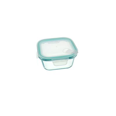 China Microwavable Pyrex Simply Store Food Container Glass Top Set / OEM Square Borosilicate Glass Bento Box for sale