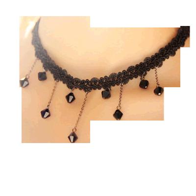 China Vintage Fashion Jewelry Sexy Clavicle Chain Female Water Drop Tassel Neck Band Collar Black Lace Collar for sale