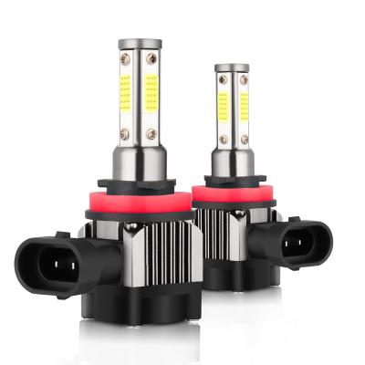 China Automotive led headlight plug and play 4 sides led lights COB chip 55W 6000K HB3 HB4 H7 H4 9005 H11 9006 led headlight bulb car wireless headlight for sale