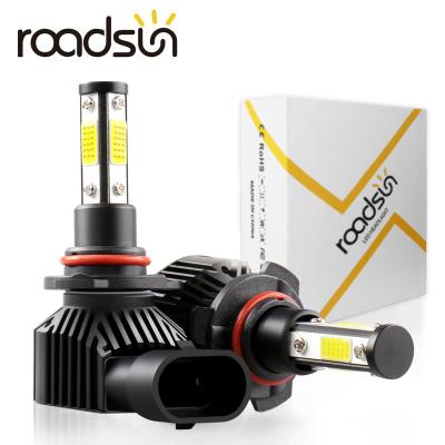 China High Beam Headlight Roadsun 4 Sides Bulb White Low HB3 HB4 9005 6000LM 55W 6000K H11 Led Headlight H7 9006 Car Lights Plug & Play Head Lamp for sale