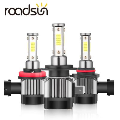 China High beam plug and play 9006 led headlight bulb 4 sides H4 led lights car accessories HB3 HB4 H7 H11 9005 high beam headlight roadsun 55W 6000K white lighting accessories for sale