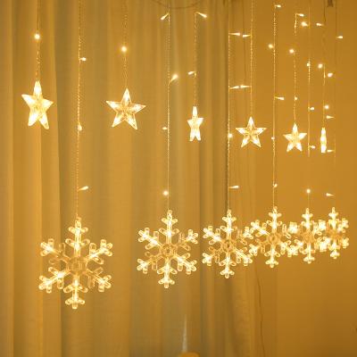 China Decorative Christmas Curtain Lights Curtain Lights Christmas Snowflakes Gifts Holiday Party Garden Home Decor LED String Fairy Lights Snowflakes Curtain Lights for sale