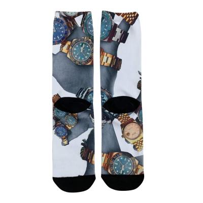 China 3D Sublimation Printing Antibacterial Antibacterial White Printed Custom Wholesale Digital Dye Sports Team Crew OEM ODM Socks White Polyester Sublimated for sale