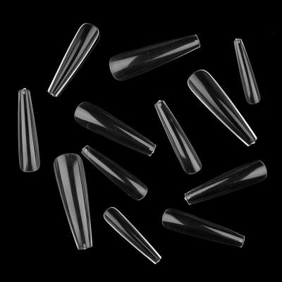 China Design long water pipe curved C to form salon clear transparent false tips long square color nail art tips for sale