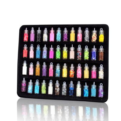 China 3d Nail Art DIY Decoration Hot Sale New Design 48 Bottles/Set Nail Art Sequins Glitter Powder And Tips Nail Stickers Design Case Mixed Set for sale