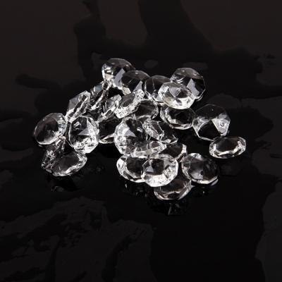 China Modern Lightweight Transparent Crystal Beads 14mm Octagonal Chandelier Hanging Pieces Indoor Wall Prisms in 2 Holes for Decorative and Wedding for sale