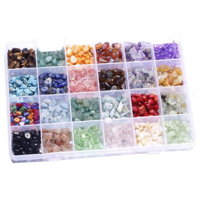 China DIY Jewelry Making 24 Grids Irregular Gemstone Beads Matching Box Set Energy Healing Stone Loose Beads For Jewelry Making for sale