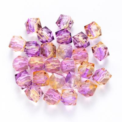 China Fashionable Polygonal Double Color Transparent Acrylic Beads for DIY and making jewellry for kids for sale