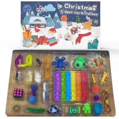 China Eco-friendly material Christmas countdown holiday fidgety person sensory toys pack fidgety person toys advent calendar set for sale