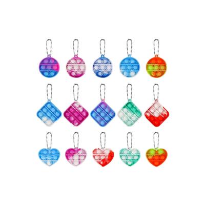 China Promotional Toy 12 Pcs Mini Squeeze Pop Bubble Fidget Sensory Toys Pop Up Key Chains Shaky Person Keychain for sale