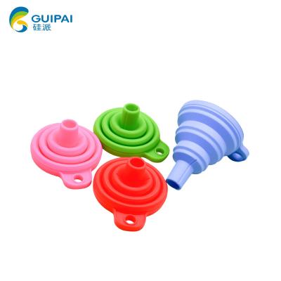 China Mini Silicone Collapsible Folding Funnel Viable Reusable Silicone Water Oil Funnel for sale