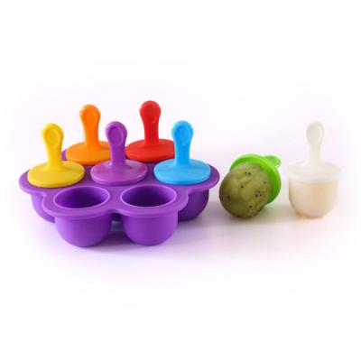 China Food Grade Silicone Plastic Popsicle Mold Viable Reusable Popsicle Popsicle Mold 7holes Popsicle Sticks for sale