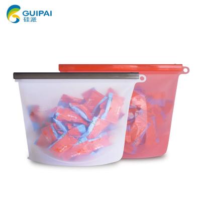 China Sustainable Reusable 1000ML Silicone Food Storage Bags Airtight Seal Food Preservation Bags for sale