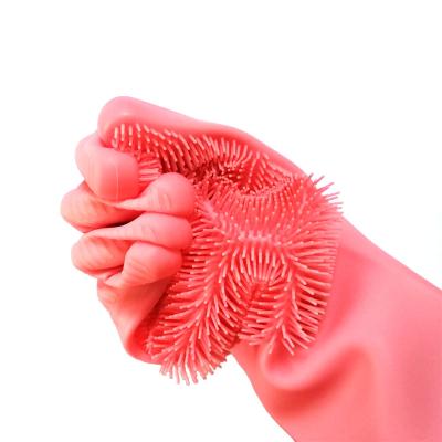 China Eco-friendly Washing Mitt Silicone Kitchen Dishwashing Silicone Dish Sponge Magic Gloves With Wash Scrubber for sale