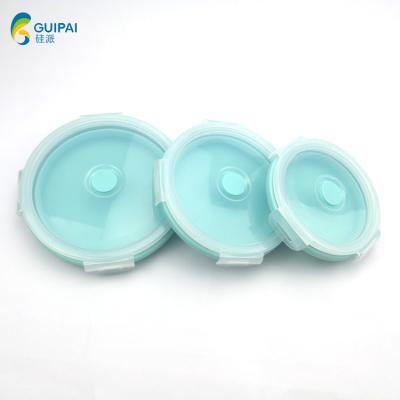 China 2019 New Heatable Collapsible Collapsible Silicone Storage Round Collapsible Food Containers Box for sale