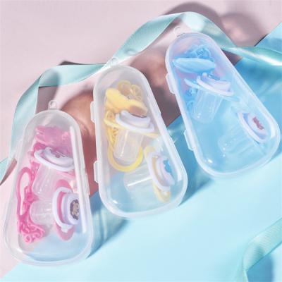 China BPA Free Silicone Cute Animal Dummy Baby Pacifier Chain Clip Set With PP Box for sale