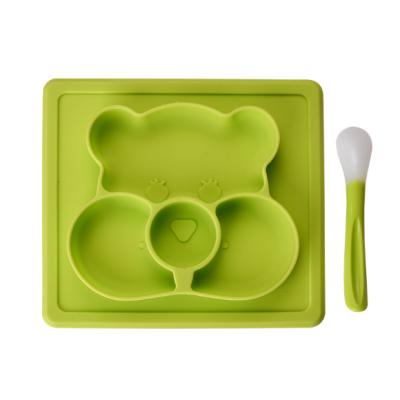 China Amazon Food Grade BPA Free Hot Disposable Baby Silicone Cartoon Bear Dish for sale