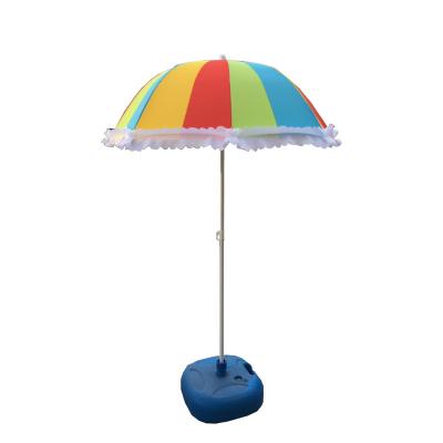 China Lift Up Polyester Fabric Rainbow Color Kids Beach Umbrella With Fringe for sale