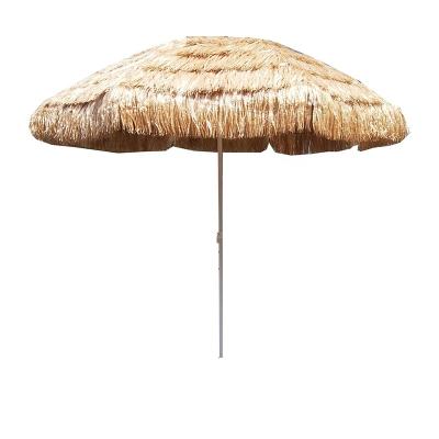 China Outdoor Hotel Parasol Raffia Beach Umbrellas Furniture Large PP Outdoor Grass Umbrella Used Cafe Umbrellas Bali Umbrella for sale