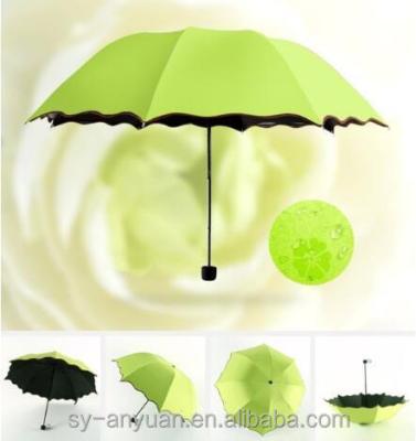 China Magic Color Changing Umbrella Color Changing Lady When Wet Black Coated Sunscreen Pleat Umbrella for sale