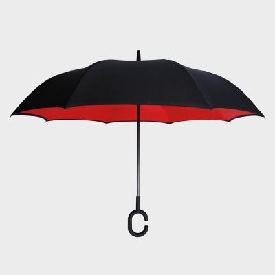 China Manual Open Canopy Double Sided Kazbrella Umbrella , Upside Down Inverted C Handle Umbrella For Cars for sale