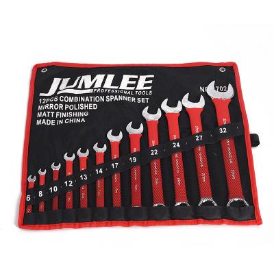 China JUMLEE 12PCS Multi Functional Open Ended Chrome Vanadium Double Ring Oepn-End Combination Wrench Professional Spanner Set for sale