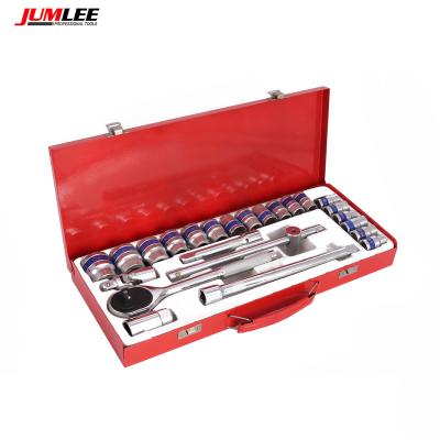 China JUMLE 24pc 1/2 Auto Repair Kit JUMLE 24pc 1/2 Inch Drive Red Or Blue Coded Locating Wrench Bewitch High Polished Plug Tool Kit In Iron Box for sale