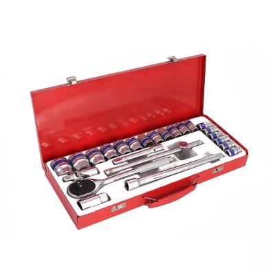 China JUMLE 24pc 1/2 Auto Repair Kit JUMLE 24pc 1/2 Inch Drive Red Or Blue Coded Locating Wrench Bewitch High Polished Plug Tool Kit In Iron Box for sale