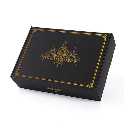 China Men shirt clothes black shipping box personal logo printed packaging box for sale