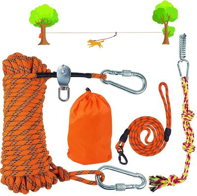 China Reflective Dog Link Off Cable For Camping, Portable 100ft System 100ft Reflective Aerial Outdoor Events Camping Trolley Heavy Duty Dog Lead for sale