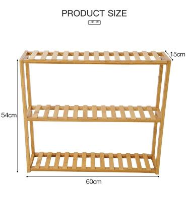 China Customizable Bamboo Shelf Bathroom Rack Plant Display Shelf 3-Tier Storage Customizable Service Rack for sale