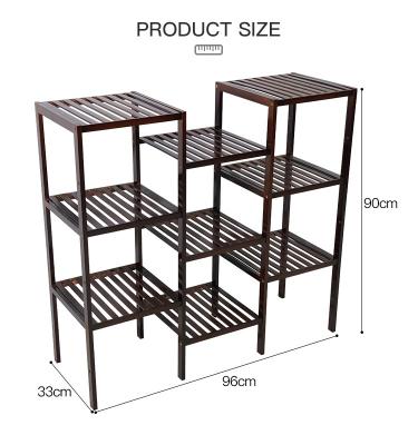 China Customized Sustainable Bamboo Storage Rack Plant Display Stand 9-Tier Storage Rack for sale