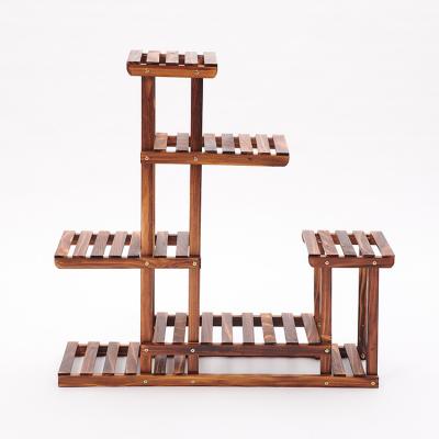 China ECO-frendly Wholesale Wooden Multilayer Flower Stand Balcony Plant Display Stand For Pot for sale