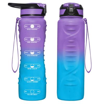 China Sustainably Large Bpa 1L Tritan Fruit Infuser Free Reusable Gallon Sweatproof Motivational Water Bottle for sale