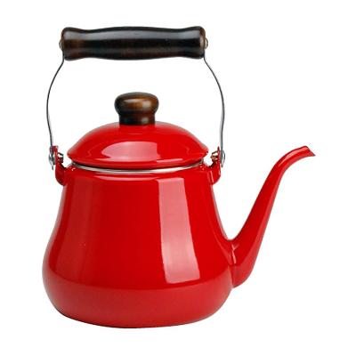 China Dedor Kitchen Sustainable Enamel Coffee Kettle Custom Vintage Color Enamel Kettle With Traditional Spout for sale