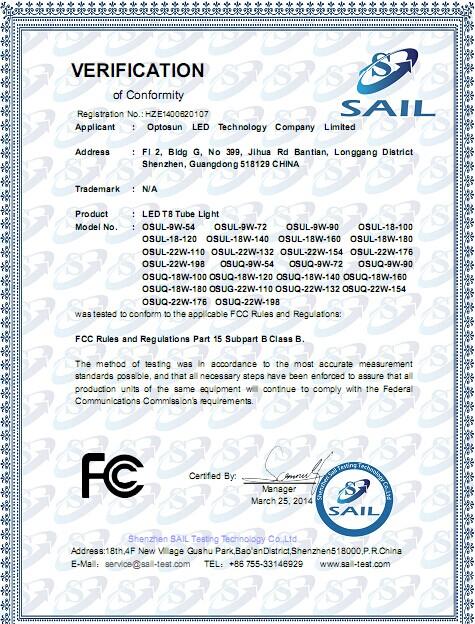 FCC - Shenzhen Optosun Led Technology Company Limited