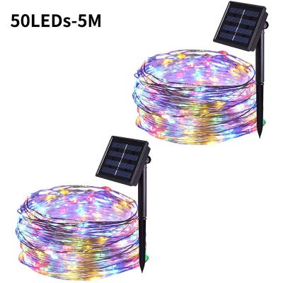 China Garden Outdoor RGB Solar String Light Copper Wire LED Strip Lights Outdoor IP65 Waterproof LED Solar Fairy Lights for sale