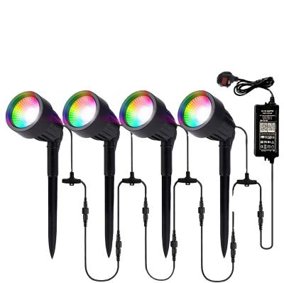 China Garden Factory Price Smart Phone Control RGB Color Changing Outdoor IP65 Waaterproof 4X12W LED Garden Light for sale