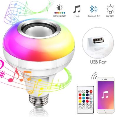 China Home Smart Light Bulb 12W AC100-240V RGBW Color Changing Speaker LED Music Player With Remote Controller for sale