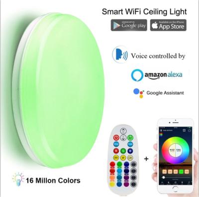 China Amazon Hot Sale Outdoor Mounted 50W RGBW Multi Color Changing Tuya Smart WiFi Ceiling Light for sale