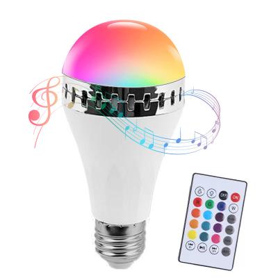 China Warehouse Hot Selling 6W E27 RGBW Color Changing Music Bulb Speaker with 24 Keys Music Remote Control Smart Bulb Lights for sale