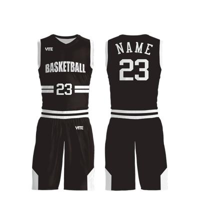 China Breathable Wholesale Cheap Wholesale Basketball Jersey Black White Variety Custom Basketball Tank Top for sale