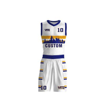 China Team Mens Basketball White Blue Jersey Breathable Uniform Customized Design for sale