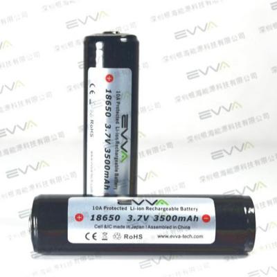 China Toys EVVA Protected Button Head 18650 3.7V 3500mAh 10A High Performance Li-ion Battery For Flashlight for sale