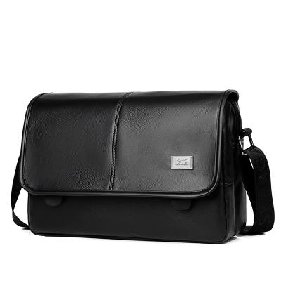 China Retro PU Men's Bag Shoulder Messenger Bag Solid Color Large Capacity Horizontal Single Backpack for sale